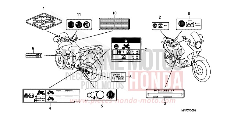CAUTION LABEL (2) for TRANSALP ABS SHASTA WHITE (NH138) from 2010